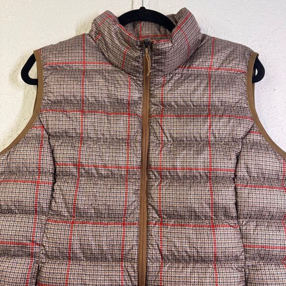 EDDIE BAUER Vest Jacket XL Goose Down Plaid Full Zip Mock Collar Quilted Puffer - Picture 6 of 14